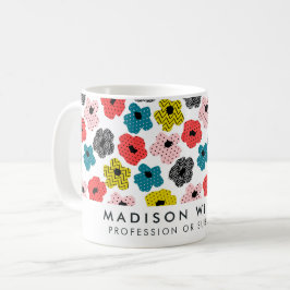Taza De Café Colorido Modelo floral moderno Nombre personalizad
