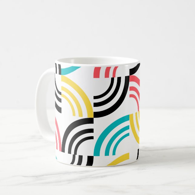 Taza De Café Colorido, moderno, divertido, gráfico geométrico a (Anverso izquierdo)