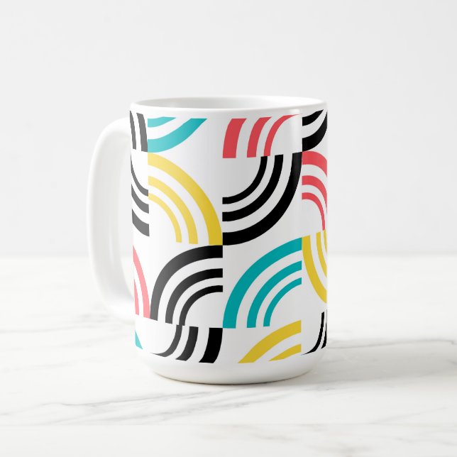 Taza De Café Colorido, moderno, divertido, gráfico geométrico a (Anverso izquierdo)