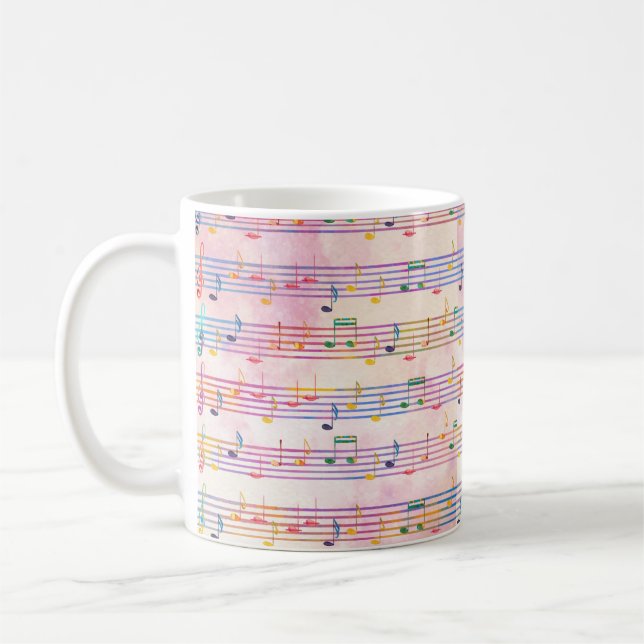 Taza De Café Colorido Multicolor Music Note Classic (Izquierda)
