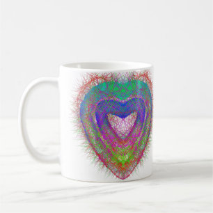 Taza De Café Colorido neón Graffiti brillante diseño de corazón