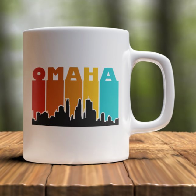 Taza De Café Colorido Omaha Nebraska Retro Sunset (omaha retro sunset cityscape coffee mug)