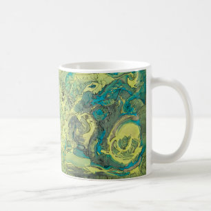 Taza De Café Colorido Original Resumen Pintura Arte Verde