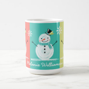 Taza De Café Colorido paisaje invernal de Navidades de Snowman