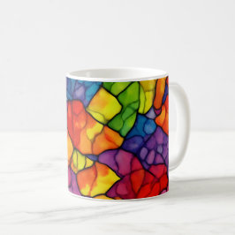 Taza De Café colorido patrón caótico arco iris