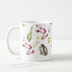 Taza De Café Colorido patrón de casa de bosque con conejillos, 