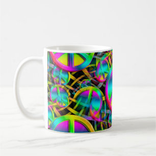 Taza De Café Colorido patrón de PAZ sin fisuras + tus ideas