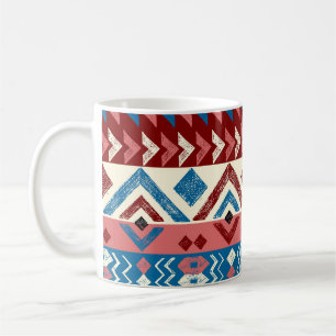 Taza De Café Colorido patrón tribal dibujado a mano