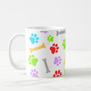 Taza De Café Colorido Perro Paw & Bones Patrón Seamless