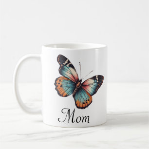Taza De Café Colorido personalizado de la mariposa de la mamá 