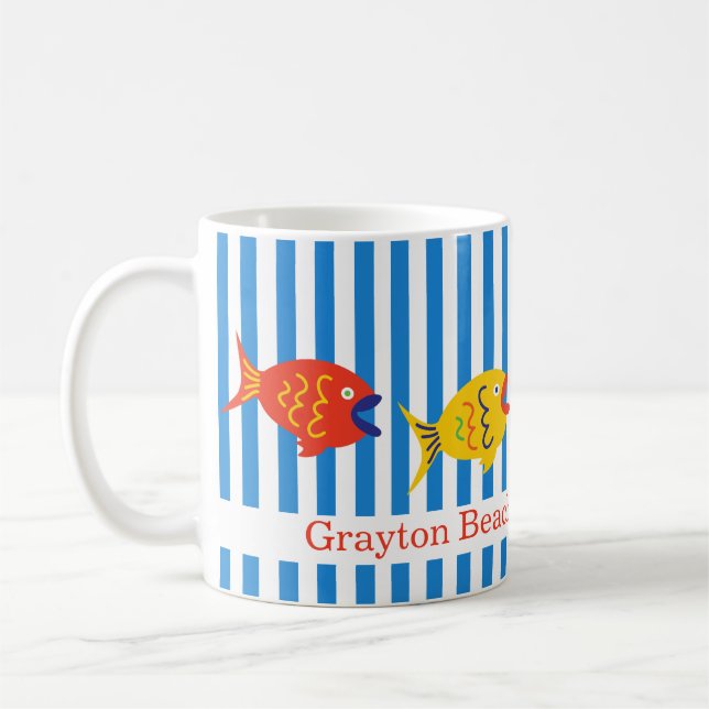 Taza De Café Colorido Personalizado Whimsical Fish Mug (Izquierda)