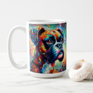 Taza De Café Colorido Pop Art Boxer Perro Perros Azules Verde a
