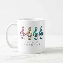 Taza De Café Colorido profesor de música Treble Clef
