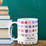 Taza De Café Colorido profesor personalizado<br><div class="desc">Esta taza de café está decorada con una colorida acuarela y está dedicada al mejor profesor del mundo. Personalizable fácil. Para seguir editando, utilice la Herramienta de diseño para cambiar el tipo de letra, el tamaño de la fuente o el color. Porque creamos nuestra obra de arte no encontrarás esta...</div>