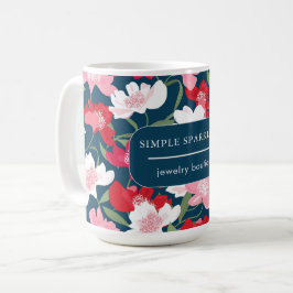 Taza De Café Colorido Red Blue Floral Company Nombre comercial