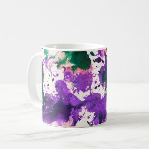 Taza De Café Colorido Resumen de pintura verde y púrpura