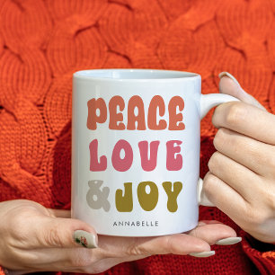 Taza De Café Colorido Retro Groovy Paz Amor Alegría Vacaciones