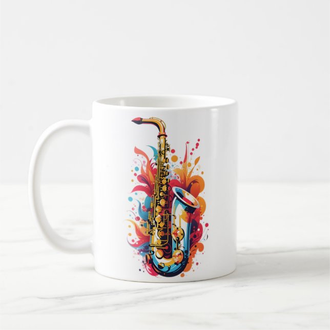 Taza De Café Colorido saxofón (Izquierda)