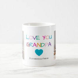 Taza De Café Colorido "Te amo abuelo" texto y foto Personalizad