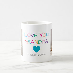 Taza De Café Colorido "Te amo abuelo" texto y foto Personalizad
