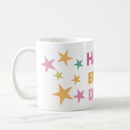 Taza De Café Colorido texto y estrellas Feliz cumpleaños
