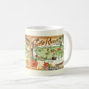 Taza De Café Colorido Vintage Puerto Rico 