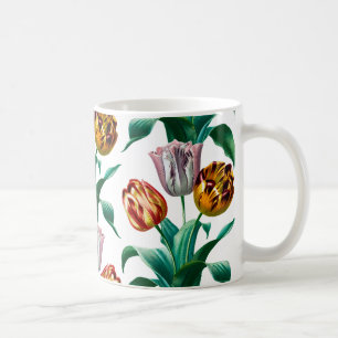 Taza De Café Colorido Vintage Tulip FlowPattern