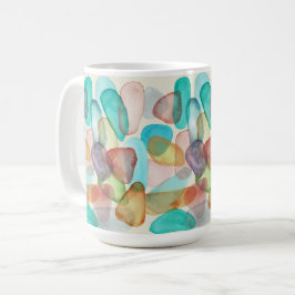 Taza De Café Colorido Watercolor Beach Sea Glass