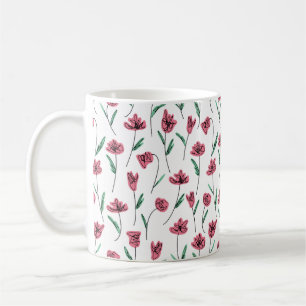 Taza De Café Colorido Whimsical Scribbly Floral
