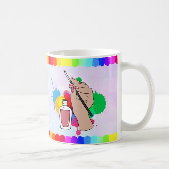 Taza De Café Colorido y personalizado Nail Tech Mug (Derecha)