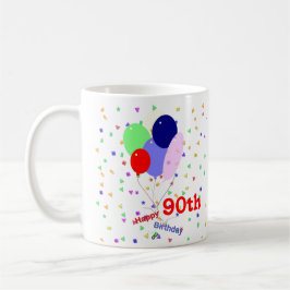 Taza De Café Coloridos globos de cumpleaños 90 Happy