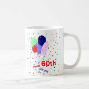 Taza De Café Coloridos globos de cumpleaños número 60