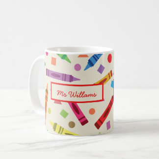 Taza De Café Coloridos lápices de escuela con formas nombre del