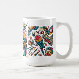 Taza De Café Coloridos loros Arte Tropical