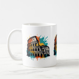 Taza De Café Colosseum Street Art - Colorido monumento de Roma