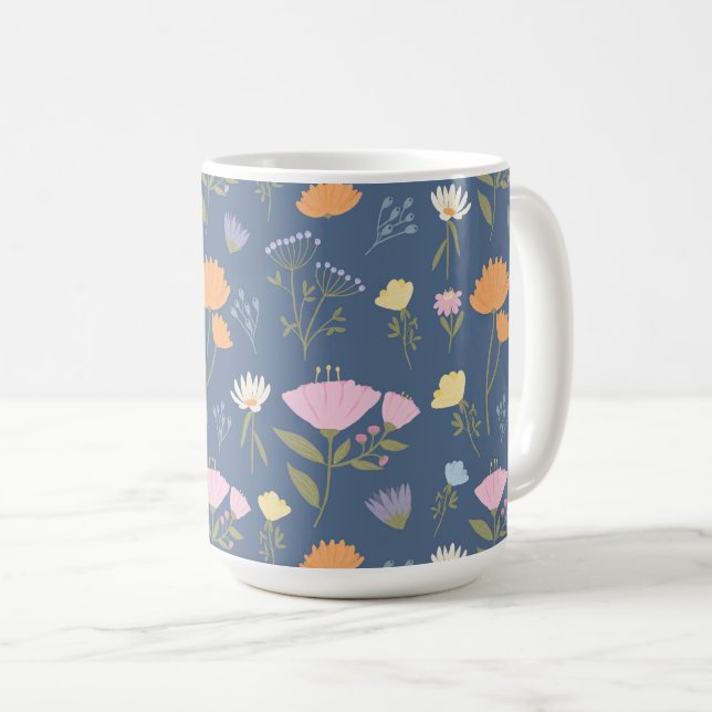 Taza De Café Colourful meadow on blue (Anverso derecho)