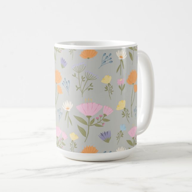 Taza De Café Colourful meadow on grey (Anverso derecho)