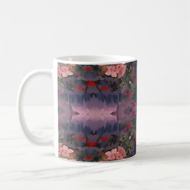 Taza De Café Columnas de flores pabellón rosa y rosa (Izquierda)