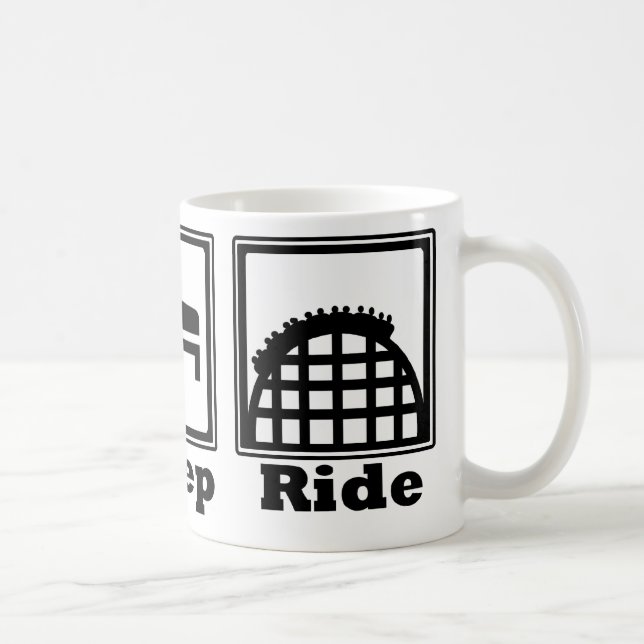 Taza De Café Coma, duerma, y monte (las montañas rusas) - negro (Derecha)