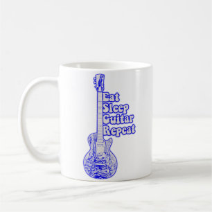 Taza De Café Coma guitarra dormido repetida. guitarra azul vint