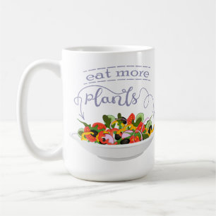 Taza De Café Coma más plantas con letras de motivación de ensal