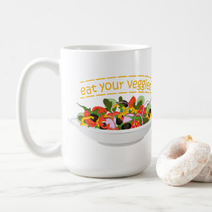 Taza De Café Coma tus verduras Cita cuenco de ensaladas frescas