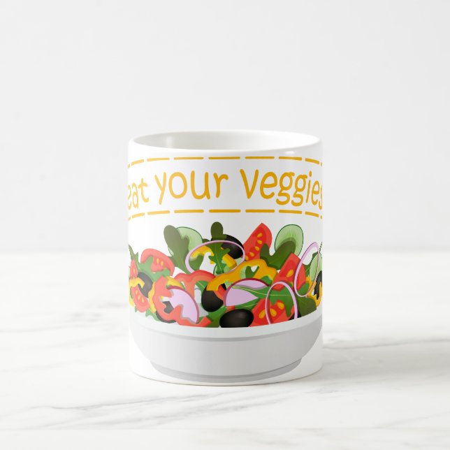 Taza De Café Coma tus verduras Cita cuenco de ensaladas frescas (Centro)