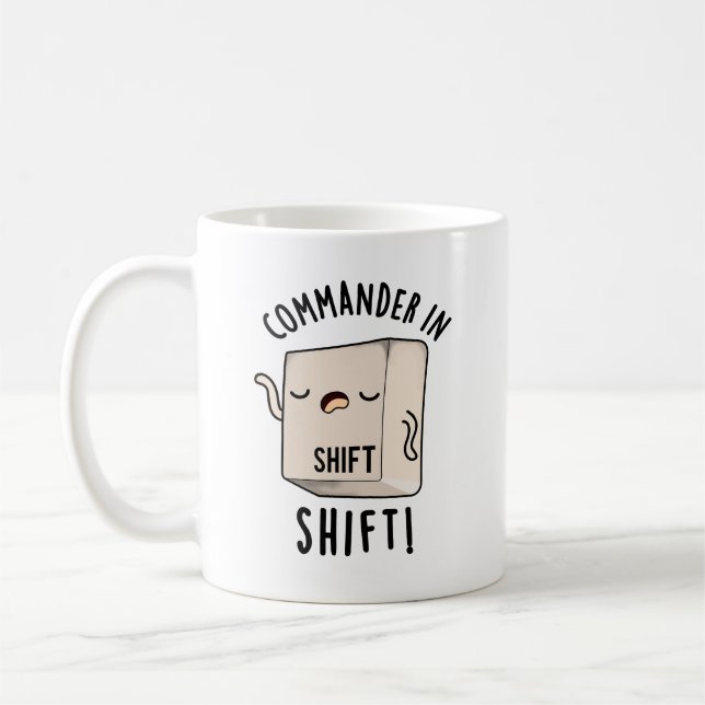 Taza De Café Comandante En Camisas Graciosa Pun De Teclado (Izquierda)