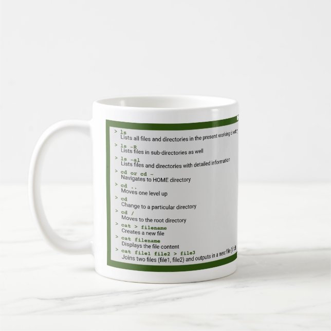 Taza De Café Comandos Unix Basic (Izquierda)