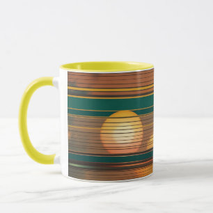 Taza de café combo estética de líneas de puesta de