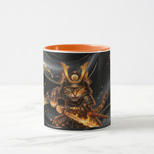 Taza de café Combo Guerrero Gato Naranja Samurái