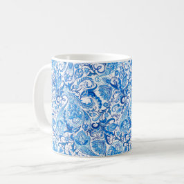 Taza De Café Combo Mug - Paisley en azul y blanco