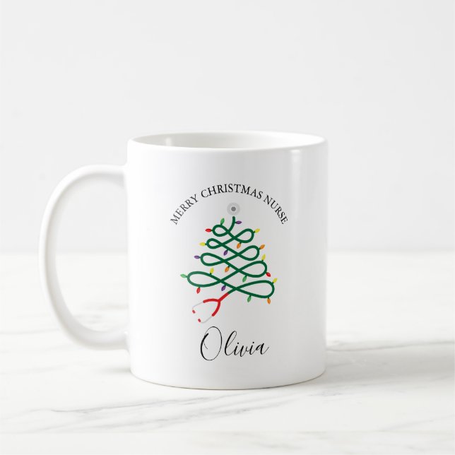 Taza De Café Combustible de enfermera - Navidades Personalizado (Izquierda)