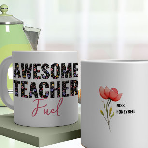 Taza De Café Combustible para Maestros Asombrosos Texto Floral